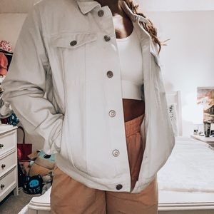 White denim button jacket